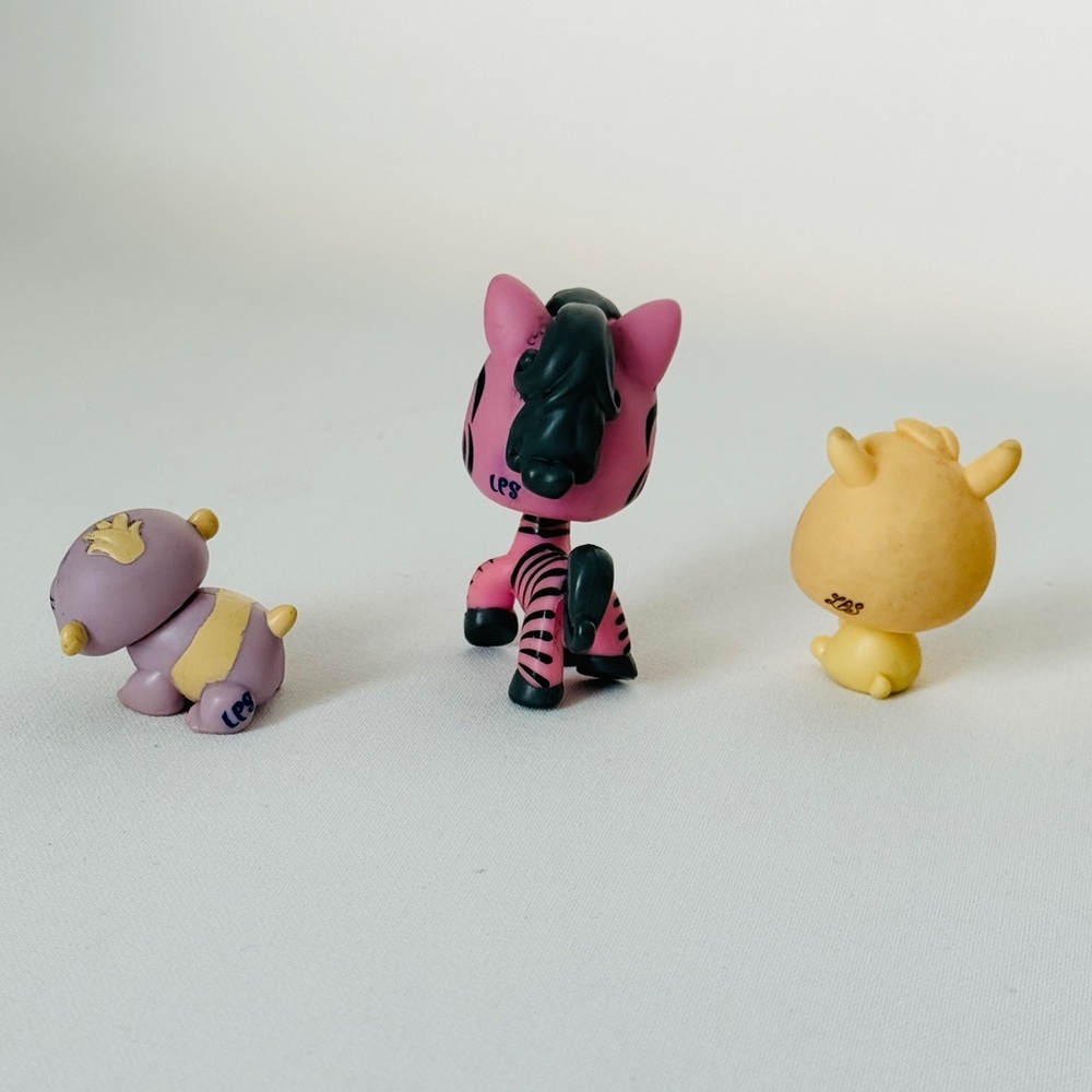 LPS Littlest Pet Shop Lot of 7 - Vintage G2 Zebra, Hippo, Sparkle Duck - Picture 6 of 7